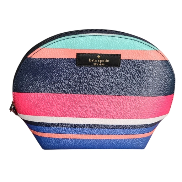KATE SPADE Striped Small Dome Cosmetic Bag Case Multi Color - Picture 2 of 13